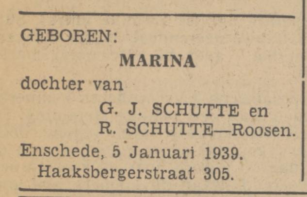 Haaksbergerstraat 305 G.J. Schutte advertentie Tubantia 6-1-1939.jpg