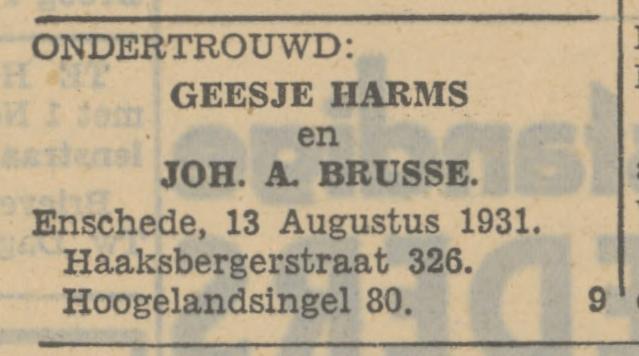 Haaksbergerstraat 326 J.A. Brusse advertentie Tubantia 13-8-1931.jpg