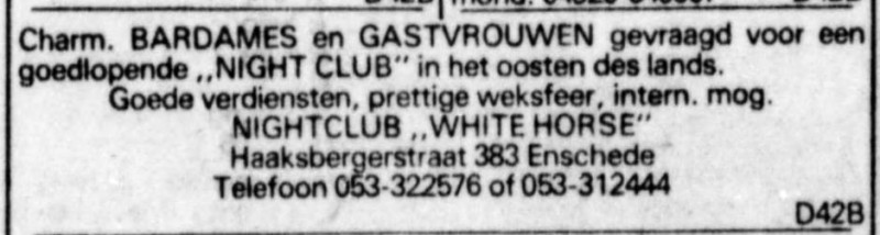 Haaksbergerstraat 383 nightclub White Horse advertentie De Telegraag 25-5-1979.jpg