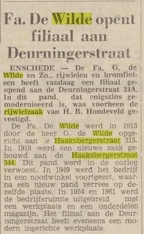 Haaksbergerstraat 344 rijwielzaak G. de Wilde krantenbericht Tubantia 31-5-1967.jpg