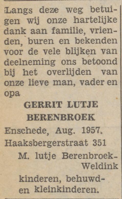 Haaksbergerstraat 351 G. Lutje Berenbroek advertentie Tubantia 7-8-1957.jpg