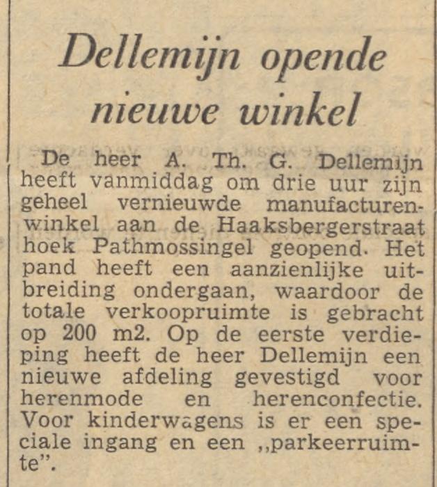 Haaksbergerstraat 376 hoek Pathmossingel manufacturenwinkel A.Th.G. Dellemijn krantenbericht Tubantia 6-4-1972.jpg