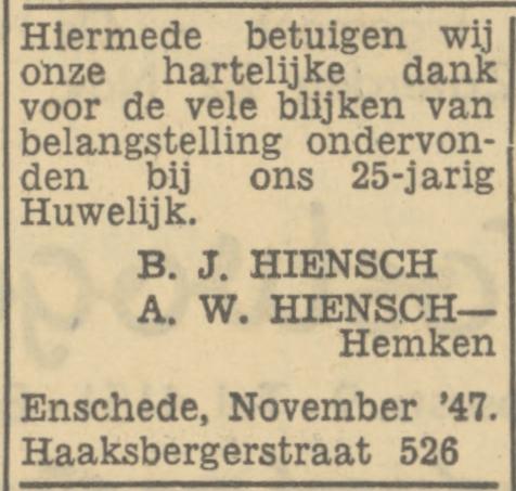 Haaksbergerstraat 526 B.J. Hiensch advertentie Tubantia 20-11-1947.jpg
