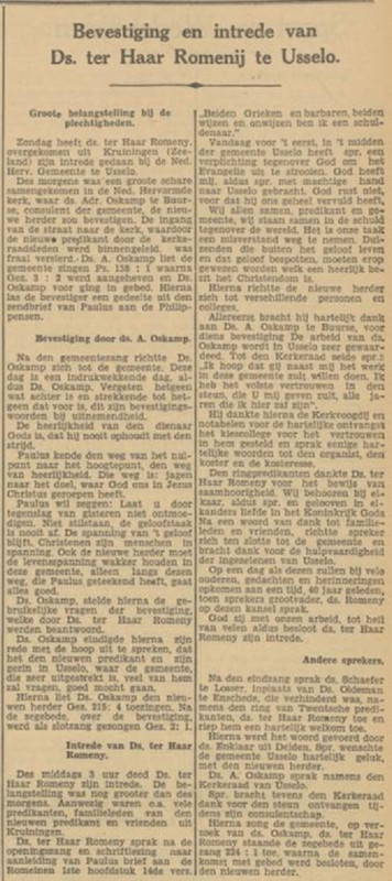 Haaksbergerstraat N.H. gemeente Usselo Ds. ter Haar Romenij krantenbericht Tubantia 29-5-1933.jpg