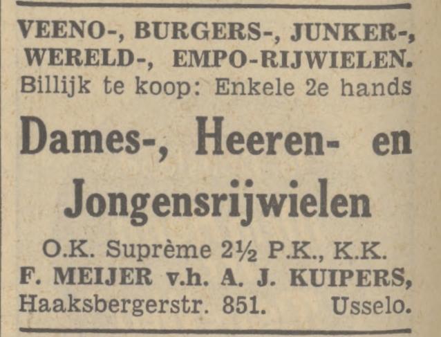 Haaksbergerstraat 851 F. Meijer v.h. A.J. Kuipers rijwielzaak advertentie Tubantia 6-5-1939.jpg