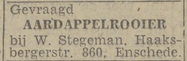 Haaksbergerstraat 860 W. Stegeman advertentie Tubantia 9-9-1943.jpg