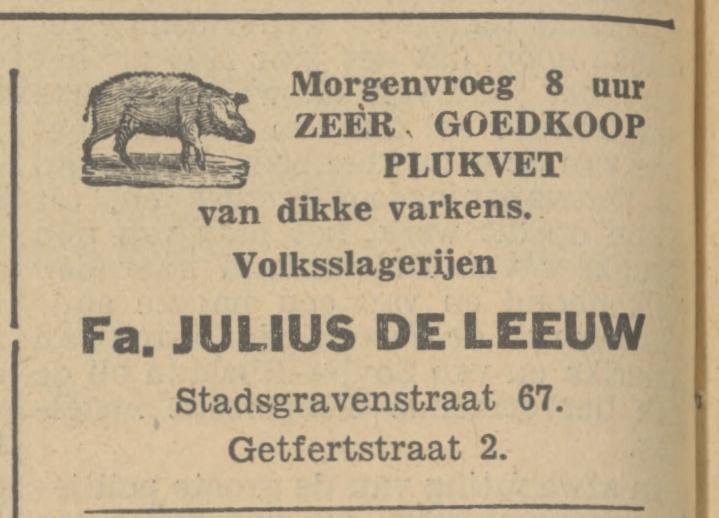 Getfertstraat 2 volksslagerij Fa. Julius de Leeuw advertentie Tubantia 16-1-1934.jpg