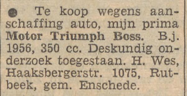 Haaksbergerstraat 1075 Rutbeek H. Wes advertentie Tubantia 7-5-1960.jpg