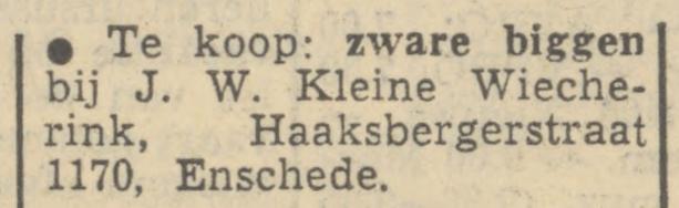 Haaksbergerstraat 1170 J.W. Kleine Wiecherink advertentie Tubantia 3-9-1951.jpg