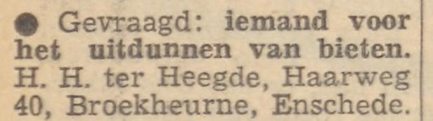 Haarweg 40 Broekheurne H.H. ter Heegde advertentie Tubantia 17-2-1961.jpg