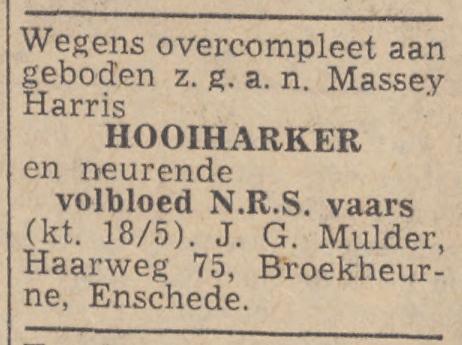 Haarweg 75 Broekheurne J.G. Mulder advertentie Tubantia 12-5-1954.jpg
