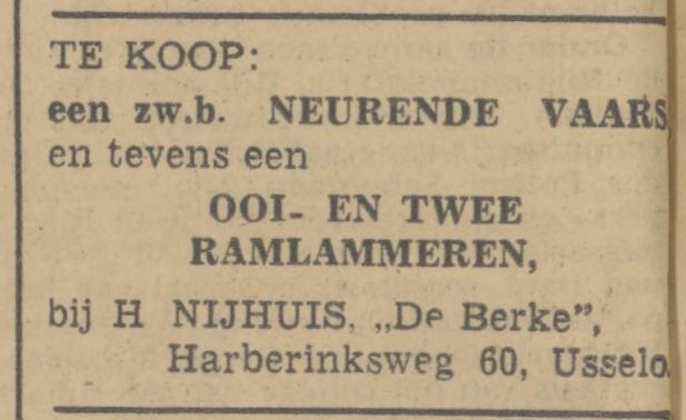 Harberinksweg 60 De Berke Usselo H. Nijhuis advertentie Tubantia 1-6-1942.jpg
