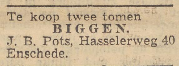 Hasselerweg 40 J.B. Pots advertentie Tubantia 26-8-1950.jpg