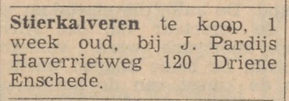 Haverrietweg 120 Driene J. Pardijs advertentie Tubantia 28-2-1966.jpg