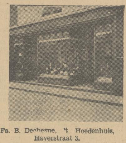 Haverstraat 3 Fa. B. Dechesne 't Hoedenhuis krantenfoto Tubantia 19-6-1934.jpg