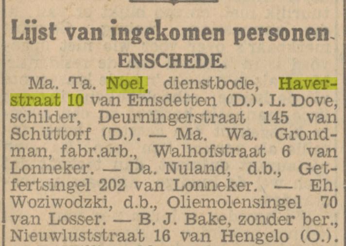 Haverstraat 10 M.T. Noel dienstboede krantenbericht Tubantia 12-7-1932.jpg