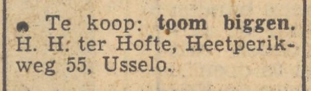 Heetperikweg 55 H.H. ter Hofte Usselo advertentie Tubantia 4-6-1952.jpg