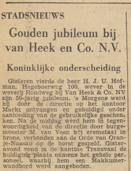 Hegeboerweg 100 H.J.U. Hofman wever krantenbericht Tubantia 8-8-1956.jpg