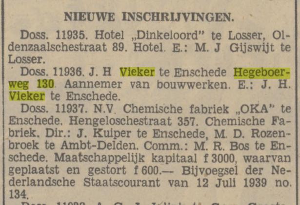 Hegeboerweg 130 J.H. Vieker aannemer bouwwerken krantenbericht Tubantia 7-8-1939.jpg