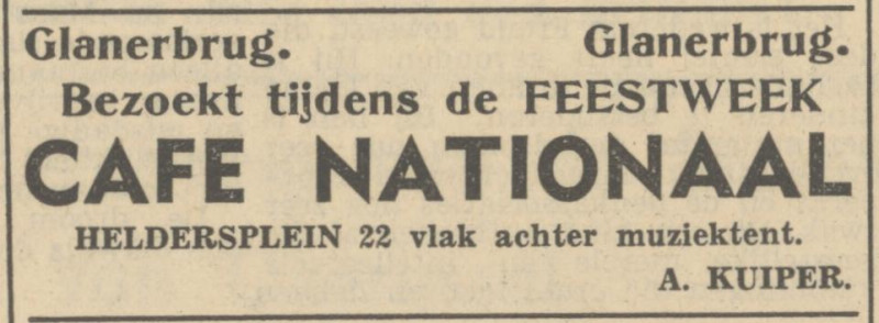 Heldersplein 22 Glanerbrug cafe Nationaal A. Kuiper advertentie Tubantia 21-7-1951.jpg