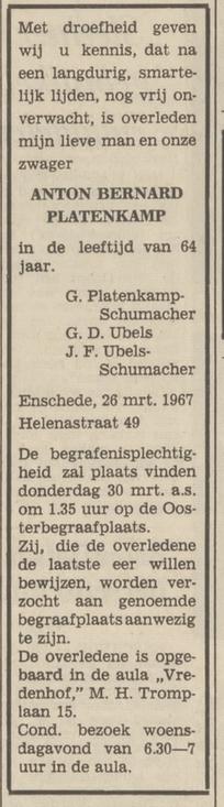 Helenastraat 49 A.B. Platenkamp overlijdensadvertentie Tubantia 28-3-1967.jpg