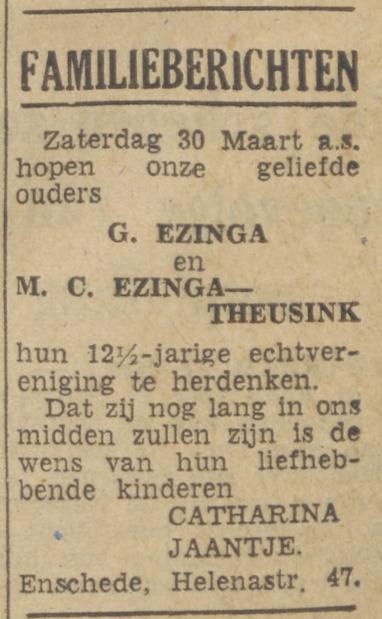 Helenastraat 47 G. Ezinga advertentie Het volksdagblad dagblad voor Nederland 29-3-1940.jpg