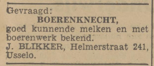 Helmerstraat 241 Usselo J. Blikker advertentie Tubantia 7-3-1942.jpg