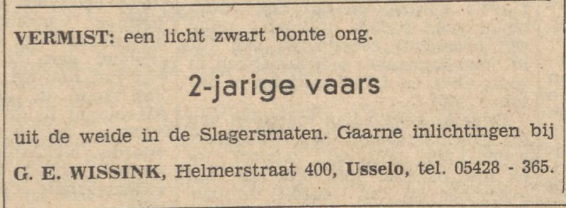 Helmerstraat 400 Usselo G.E. Wissink advertentie Tubantia 19-11-1963.jpg