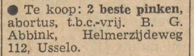 Helmerzijdeweg 112 Usselo B.G. Abbink advertentie Tubantia 7-4-1959.jpg