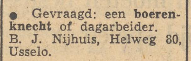 Helweg 80 Usselo B.J. Nijhuis advertentie Tubantia 3-6-1952.jpg