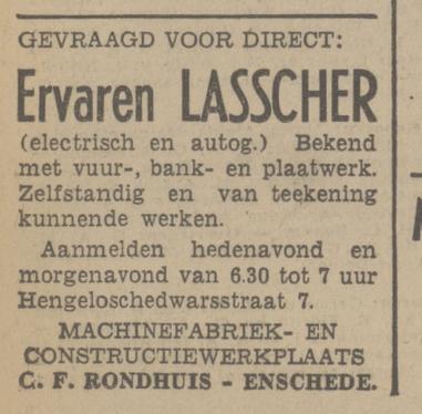 Hengelosedwarsstraat 7 Machinefabriek- en constructiewerkplaats G.F. Rondhuis advertentie Tubantia 10-6-1941.jpg