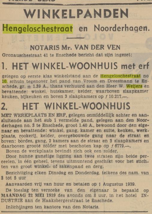 Hengelosestraat 10 W. Weijers advertentie Tubantia 20-5-1939.jpg