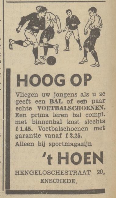 Hengelosestraat 20 sportmagazijn ´t Hoen advertentie Tubantia 16-11-1937.jpg