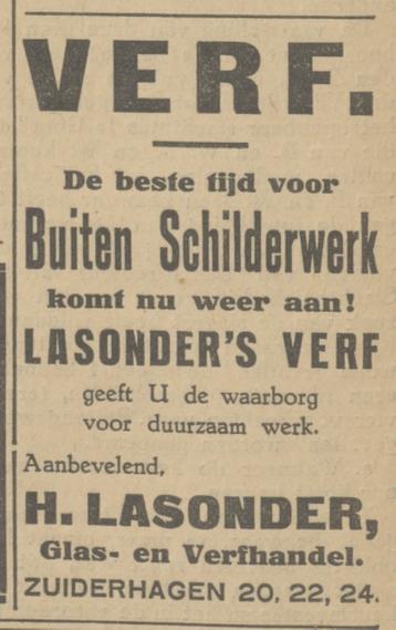 Zuiderhagen 20-20-24 glas- en verfhandel H. Lasonder advertentie Tubantia 2-7-1927.jpg