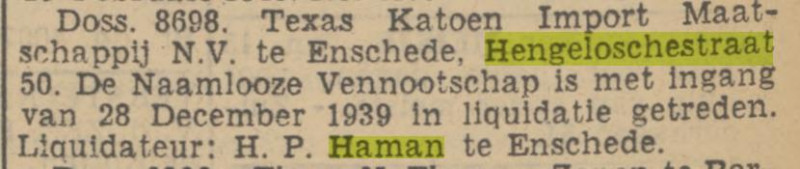 Hengelosestraat 50 H.P. Haman krantenbericht Tubantia 9-3-1940.jpg