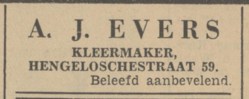 Hengelosestraat 59 A.J. Evers kleermaker advertentie Tubantia 28-11-1936.jpg