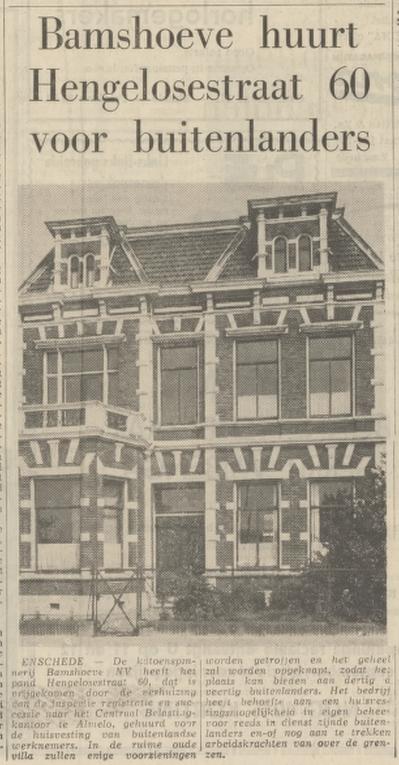 Hengelosestraat 60 voormalig kantoor Inspectie der Registratie en Successie krantenfoto Tubantia 9-9-1969.jpg