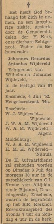 Hengelosestraat 74a J.G.A. Wijdeveld overlijdensadvertentie Tubantia 5-7-1952.jpg