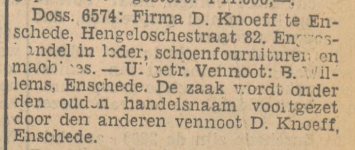 Hengelosestraat 82 Firma D. Knoeff handel in leder, schoenfornituren krantenbericht Tubantia 3-9-1932.jpg