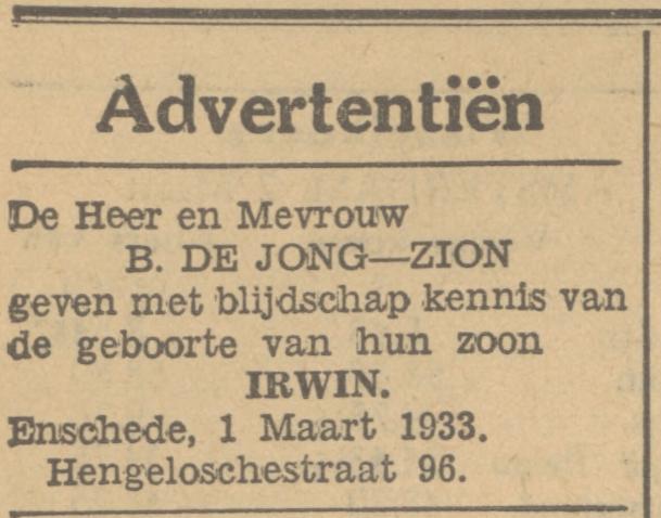 Hengelosestraat 96 B. de Jong advertentie Tubantia 2-3-1933.jpg
