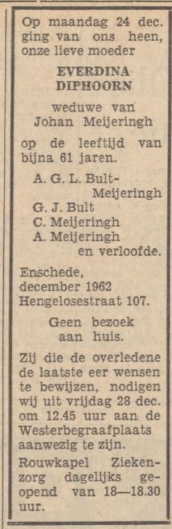 Hengelosestraat 107 E. Meijeringh-Diphoorn overlijdensadvertentie Tubantia 27-12-1962.jpg