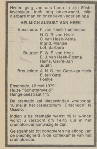 Hengelosestraat 113 Huize Schuttersveld H.A. van Heek overlijdensadvertentie NRC Handelsblad 14-5-1979.jpg