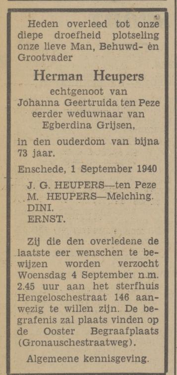 Hengelosestraat 146 H. Heupers overlijdensadvertentie Tubantia 2-9-1940.jpg