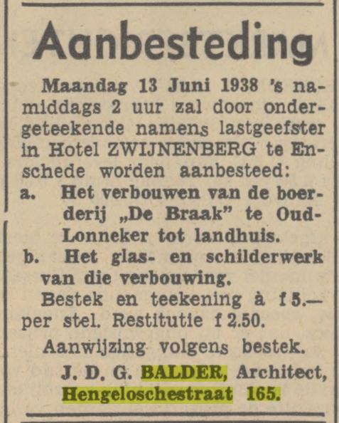 Hengelosestraat 165 J.D.G. Balder architect advertentie Tubantia 8-6-1938.jpg