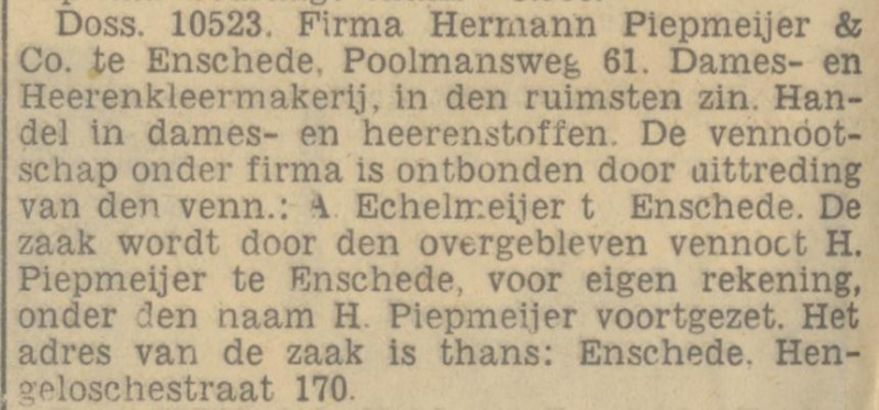 Hengelosestraat 170 H. Piepmeijer krantenbericht Tubantia 9-6-1939.jpg