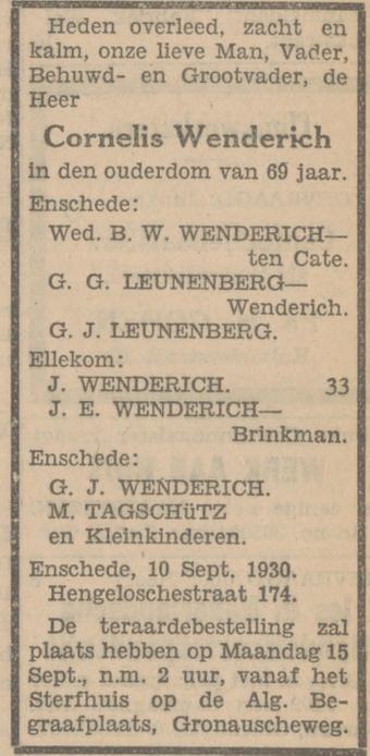 Hengelosestraat 174 Wed. W.B. Wenderich-ten Cate advertentie Tubantia 11-9-1930.jpg