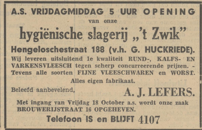 Hengelosestraat 188 slagerij 't Zwik A.J. Lefers advertentie Tubantia 17-10-1935.jpg