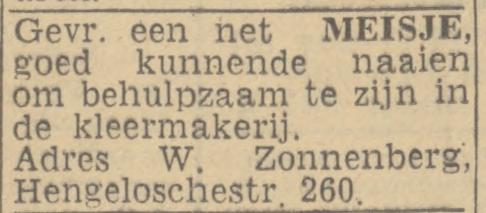 Hengelosestraat 260 W. Zonnenberg kleermaker advertentie Twentsch nieuwsblad 28-2-1942.jpg
