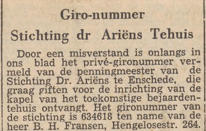 Hengelosestraat 264 B.H. Fransen krantenbericht Tubantia 21-8-1957.jpg