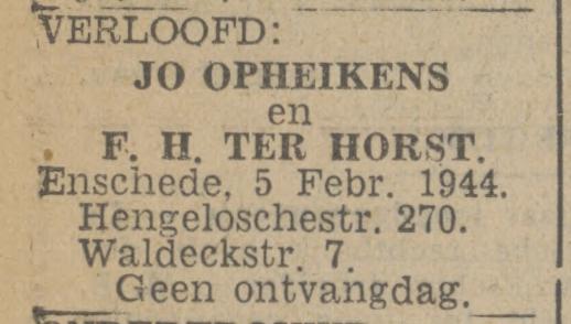 Hengelosestraat 270 Jo Opheikens advertentie Twentsch nieuwsblad 4-2-1944.jpg